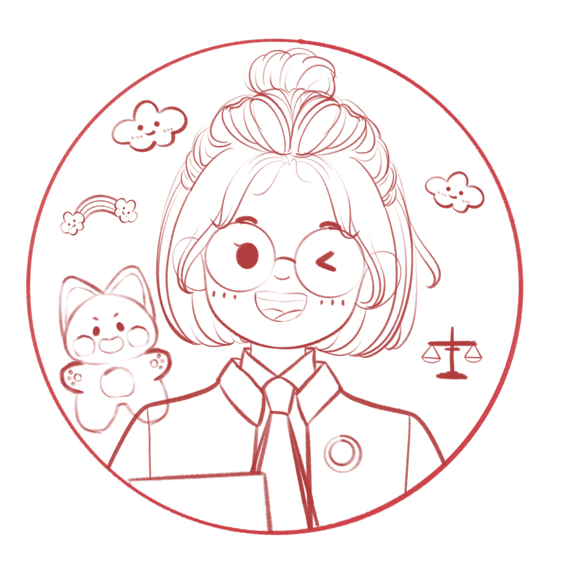 可爱版律师简笔画女孩，形象塑造与表达