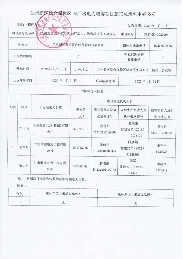 关于招募金晨置业投资开发有限公司电力工程施工方的公告